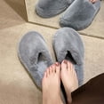 thumbnail image 1 of Zunfee Women's Gray Warm House Slippers - 100% Polyester Fuzzy Slip-on Indoor Slippers, Size 41 (EU)/US 10, Non-Shedding Easy to Clean, 1 of 5