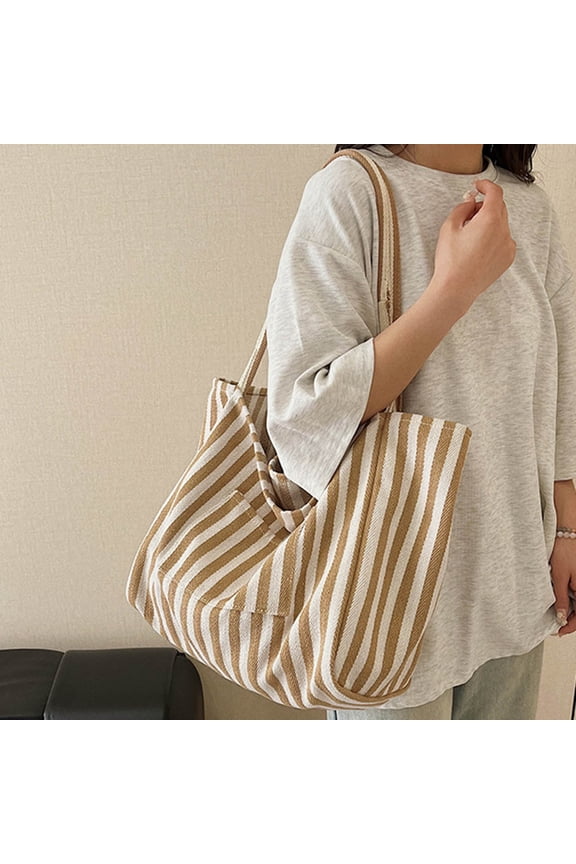 workcargo Women's Khaki Canvas Tote Bag - Eco-Friendly Reusable Grocery Tote, Large Free Size with Front Pocket for Daily Commute, Shopping & Beach