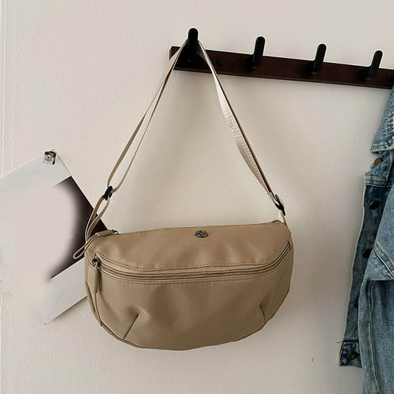 workcargo Women's Khaki Nylon Fanny Pack - Water Resistant, Adjustable Crossbody Waist Bag with Zipper Pockets for Travel, Hiking, Daily Use - Free Size