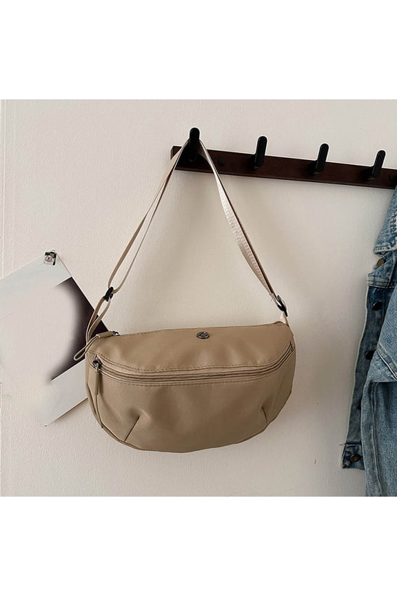 workcargo Women's Khaki Nylon Fanny Pack - Water Resistant, Adjustable Crossbody Waist Bag with Zipper Pockets for Travel, Hiking, Daily Use - Free Size