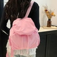 thumbnail image 1 of workcargo Women's Pink Nylon Backpack - Lightweight Water-Resistant, Adjustable Straps, Drawstring Flap, Free Size - Ideal for Commute, School & Weekend Travel, 1 of 5