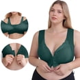 thumbnail image 1 of workcargo Women's Plus 3XL Front Closure Wireless Bra - Comfortable Wide Straps, Lace Detail, Stretchy Fabric, Green, 1 of 9