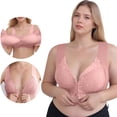 thumbnail image 1 of Bwndum Women's Plus Size Front Closure Bra - Pink, Size 3XL, Comfortable Lace Style for Everyday Wear, 1 of 9