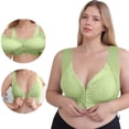 thumbnail image 1 of workcargo Women's Plus Size Front Closure Bra - Wide Strap, Lace Detail, Soft Stretch Comfort, Size L, Mint Green, 1 of 9