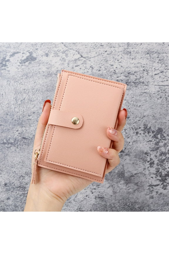 workcargo Women's Slim PU Leather Wallet - Pink, One Size, Minimalist with Zippered Coin Pocket, Affordable Everyday Wallet for Women, Trendy & Durable, Fits Cards/Cash