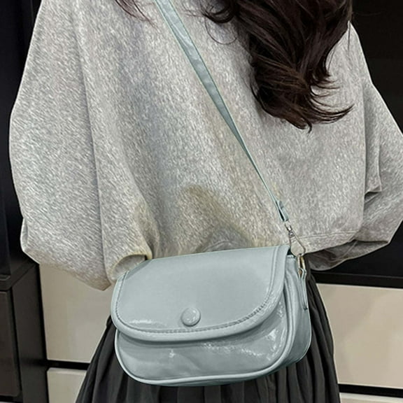 workcargo Women's Vegan Leather Crossbody Bag - Blue, Free Size, Adjustable Strap, Button Closure, Affordable Casual Handbag for Daily Use