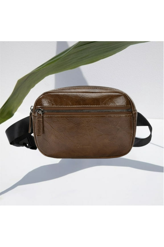 workcargo Women's Vegan Leather Fanny Pack - Brown Convertible Waist Bag, Free Size, Multi-Pocket Lightweight Crossbody Bag for Daily/Travel