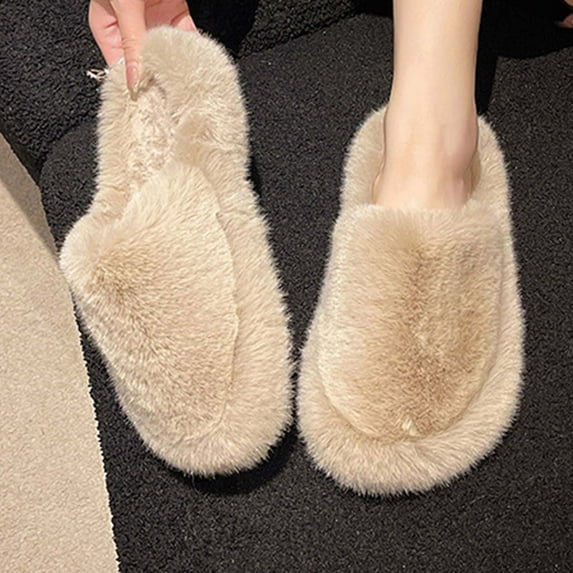 Zunfee Women's Warm Plush Indoor Slippers 100% Polyester - Non-Shedding, Slip-On, Easy Clean for Home Use, Multicolor, Size US 6 (EU 37)