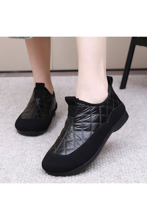 workcargo Women's Winter Slip-On Shoes - Warm Fleece Lined, Non-Slip Quilted, Size 36 (US 5.5) Black, Indoor/Outdoor for Walmart