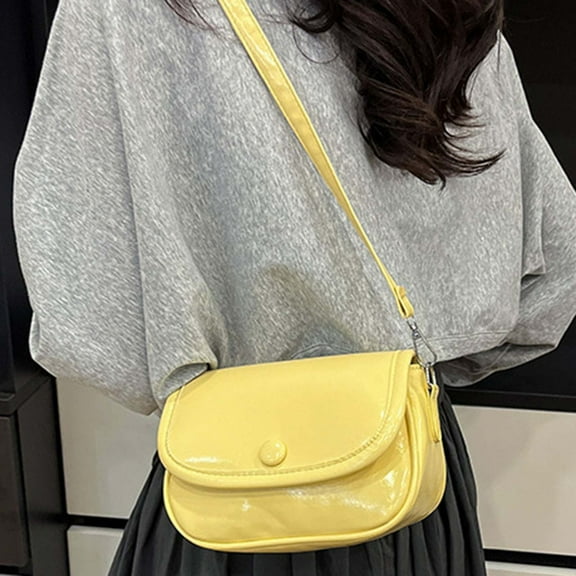 workcargo Women's Yellow Vegan Leather Shoulder Bag - Free Size, Detachable Strap, Button Closure, Compact for Daily Commuting & Shopping, Trendy Affordable Handbag