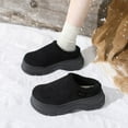 thumbnail image 1 of Zunfee Womens Fleece-Lined Non-Slip Slides - Chunky Sole Warm Winter Slip-On Shoes (Black),Size 36, 1 of 9