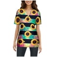 thumbnail image 1 of workout tank tops woman Women's Fashion Spring/Summer Leisure And Comfortable V Neck Short Sleeve Multi Button Art Print Top 2 cotton sleeveless tops for women, 1 of 4