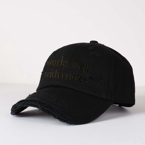 works well with coffee Letter Embroidered Color Block Trucker Hat Unisex Adjustable Cotton Breathable Fashion Cap for Travel Daily Wear