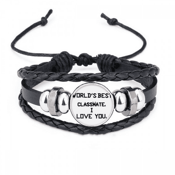 world best classmate i love you bracelet braided leather woven wristband