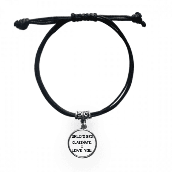 world best classmate i love you bracelet leather wristband black jewelry