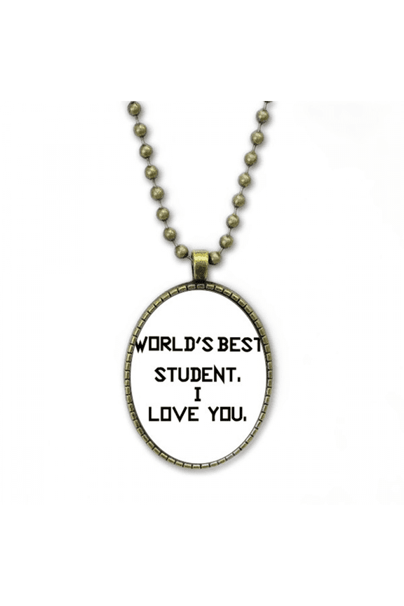 world best student i love you student quote necklace vintage chain bead pendant jewelry collection
