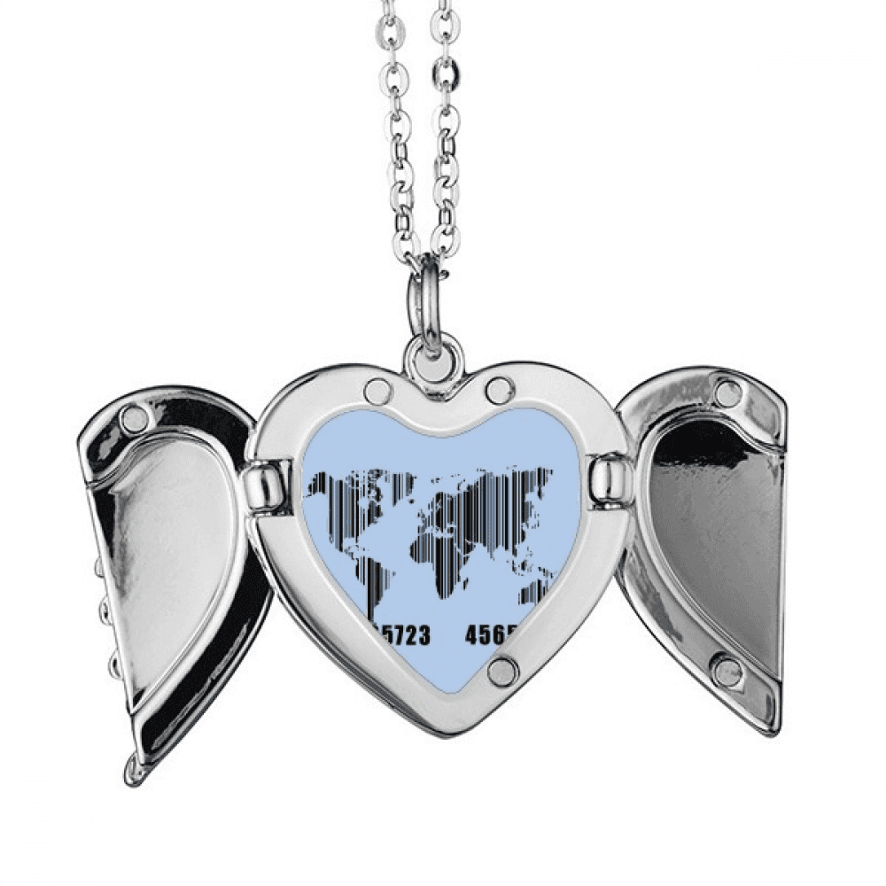 world map continent ocean angel wings necklpendant fashion - Walmart.com