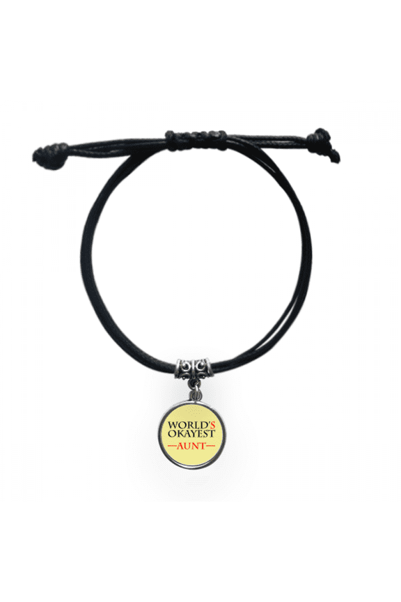world's okayest aunt best quote bracelet leather wristband black jewelry
