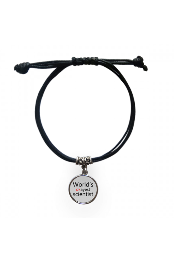 world's okayest scientist best quote bracelet leather wristband black jewelry