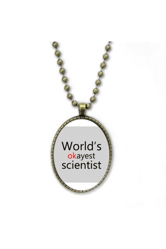 world's okayest scientist best quote necklace vintage chain bead pendant jewelry collection