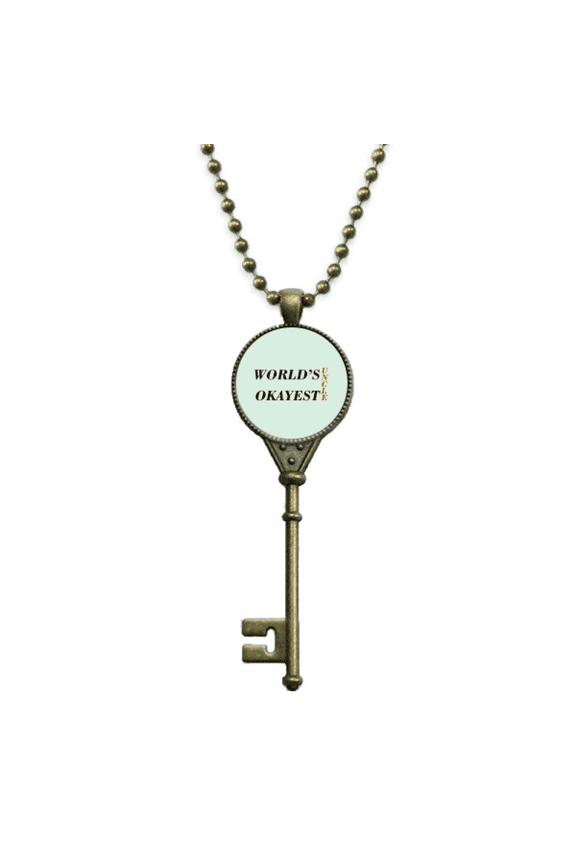 world's okayest uncle best quote key necklace pendant tray embellished chain