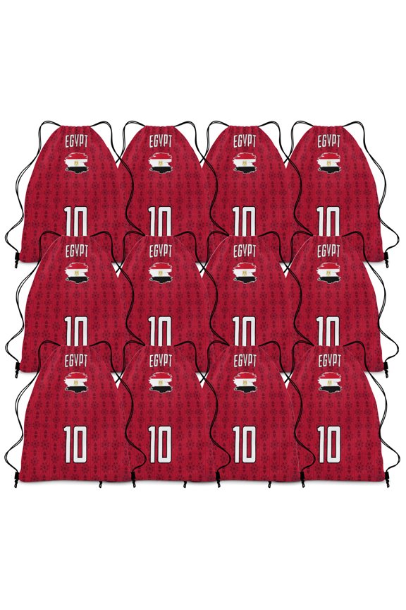 world soccer Egypt 10 Pattern 12pcs Drawstring Backpack bulk 210D cinch bag for Men Women Travel party even