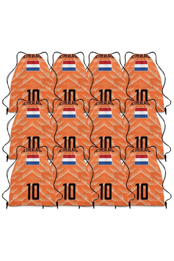 world soccer Netherlands 10 Pattern 12pcs Drawstring Backpack bulk 210D cinch bag for Men Women Travel party even
