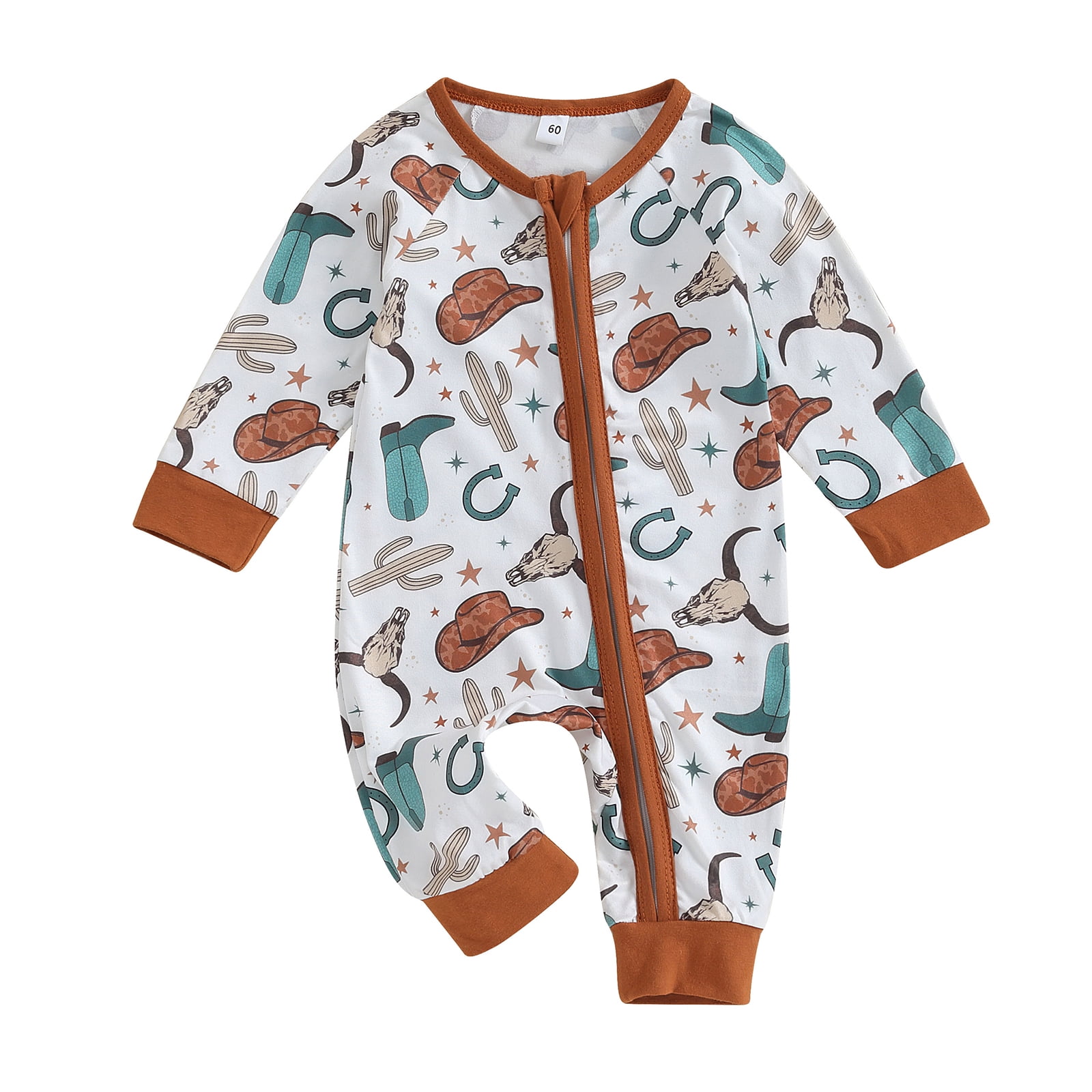 woshilaocai Western Baby Boy Girl Clothes Newborn Cowboy Outfit Fall Highland Cow Jumpsuit