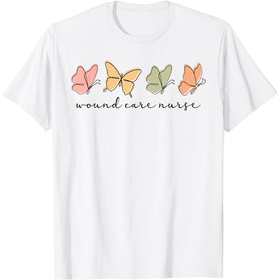 wound care Nurse Women Cute Nursing Squad Butterfly T-Shirt