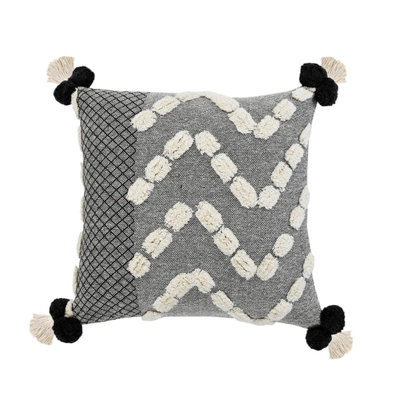 LR Home Gray Zeal Pom Throw Pillow