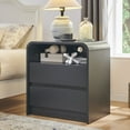 thumbnail image 1 of wow97e 2 Drawers Bedside Table, Modern Nightstand with Charging Station, Curved Profile Design, Mid Century End Table for Bedroom, Living Room, 1 of 7