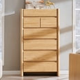 thumbnail image 1 of Aitjunz 54.7" Tall Dresser, Modern 7 Dressers & Chests of Drawers for Bedroom, Natural Wood Dresser w/ Rounded Corner & Handless Design for Living Room, 1 of 7