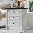 thumbnail image 1 of wow97e Farmhouse 3-Drawer Nightstand with Charging Station, Wood End Table with Roman Column for Bedroom, White, 1 of 6