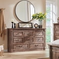 thumbnail image 1 of wow97e Farmhouse 8 Drawers Dresser for Bedroom, 61" Wide Wooden Chest of Drawers w/Roman Column, Storage Dressers for Bedroom, Living Room, Light Brown, 1 of 7