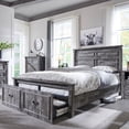 thumbnail image 1 of wow97e Farmhouse Full Size Bed Framewith 51" Tall Headboard & 20" Roman Column Footboard, Wood Platform Frame with 2 Large Storage Drawers, No Box Spring Needed, 1 of 7