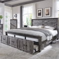 thumbnail image 1 of Aitjunz Farmhouse King Size Bed Framewith 51" Tall Headboard & 20" Roman Column Footboard, Wood Platform Frame with 3 Large Storage Drawers, No Box Spring Needed, 1 of 7
