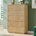 thumbnail image 1 of wow97e Fluted 5 Drawers Dresser, Wood Tall Chest of Drawers with Deep Storage, Modern Bedroom Chest for Closet Hallway, Entryway, Living Room, 1 of 7