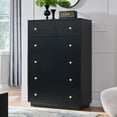 thumbnail image 1 of wow97e Fluted 5 Drawers Dresser, Wood Tall Chest of Drawers with Deep Storage, Modern Bedroom Chest for Closet Hallway, Entryway, Living Room, 1 of 7