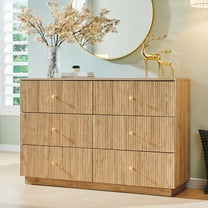 wow97e Fluted 6 Drawers Dresser, Wood 47" Tall Chest of Drawers with Deep Storage, Modern Bedroom Chest for Closet Hallway, Entryway, Living Room