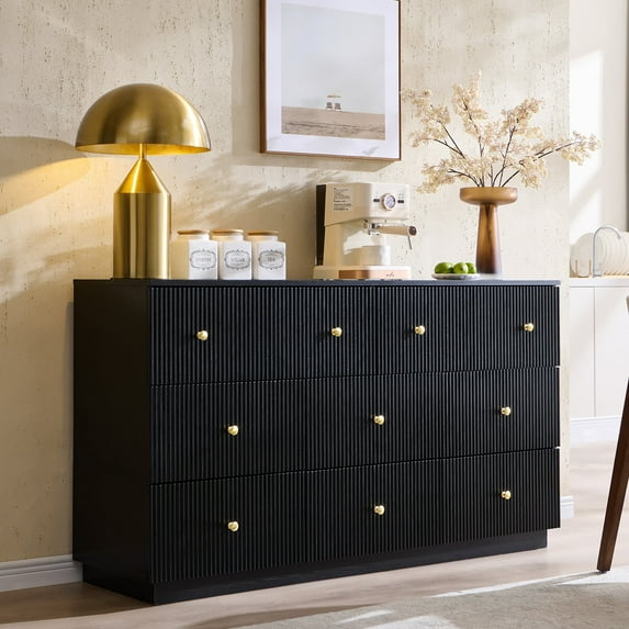 wow97e Fluted 8 Drawers Dresser, 55" W Modern Chest of Drawers with Deep Storage, Wood Tall Dresser Storage Organizer for Bedroom, Living Room, Hallway