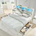 thumbnail image 1 of wow97e King Size Bed Frame with LED Light, Modern Platform Bed Frame with 4 Drawers, Curved Profile Design, Charging Station, No Box Spring Needed, 1 of 7