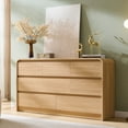 thumbnail image 1 of wow97e Modern 8 Drawers Dresser for Bedroom, 55" Wide Wood Chest of Drawers w/Curved Profile Design, for Bedroom, Living Room, Natural Oak, 1 of 7