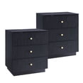 thumbnail image 1 of wow97e Modern Fluted Nightstand Set of 2 with Charging Station, 21.65" End Table with 3 Drawer, Bedside Table for Bedroom, Living Room, 1 of 7