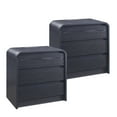 thumbnail image 1 of wow97e Modern Nightstand Set of 2 with Charging Station, 3 Drawer Wood Bedside Table w/Curved Profile Design for Bedroom, 1 of 7