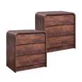 thumbnail image 1 of wow97e Modern Nightstand Set of 2 with Charging Station, 3 Drawer Wood Bedside Table w/Curved Profile Design for Bedroom, 1 of 7