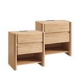 thumbnail image 1 of wow97e Modern Nightstand set of 2 for Bedroom, 25" Tall Wood End Table with Charging Station& Open Shelf , Bedside Table w/Rounded Corner Design for Bedroom, Living Room, 1 of 8