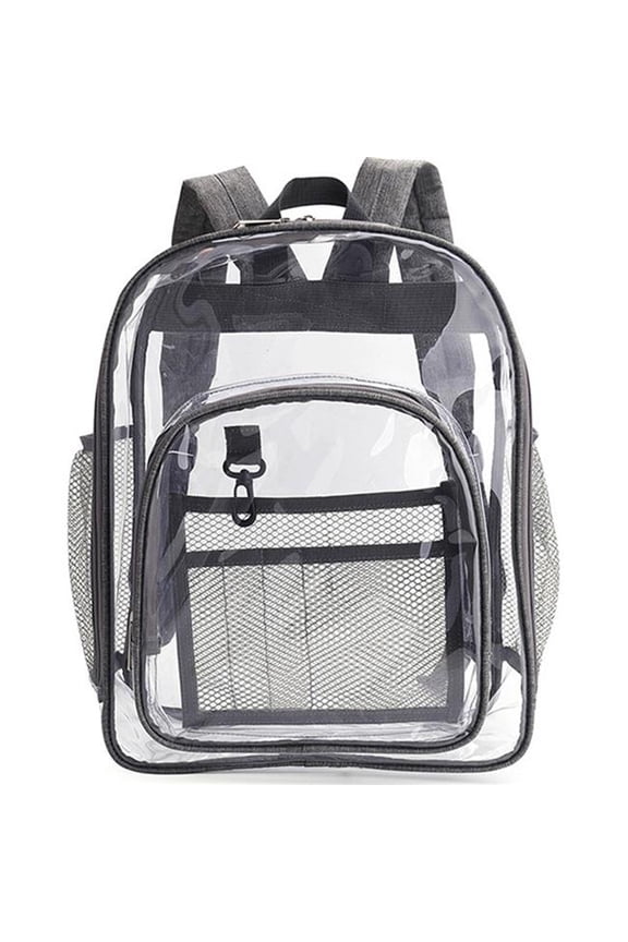 400063lgr WOWMTN Clear Backpack (Clear/Black) Heavy Duty PVC Transparent Backpack with Reinforced Strap for College