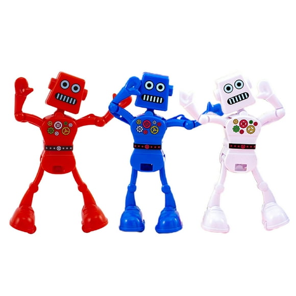 wowotier 3 Pcs Funny Spring Wind-up Dancing Robot Toy for Kids, Clockwork Waving Robot Playset for Kids Role Playing, Robot Figure for Easter Egg, Christmas, Party Favor Gift