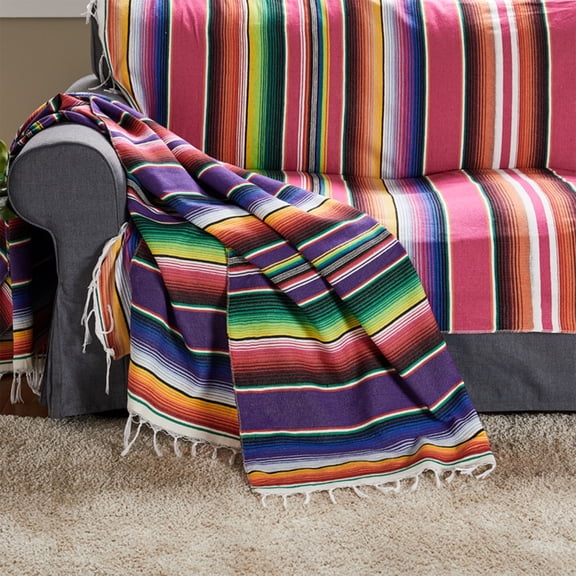 wowotier 79 X 59 Inch Mexican Serape Bay Window Blanket, Mexican Tablecloth Serape Tatami Bed Blanket, Table Cover Tapestry Blanket Picnic Mat for Mexican Party Wedding Decorations