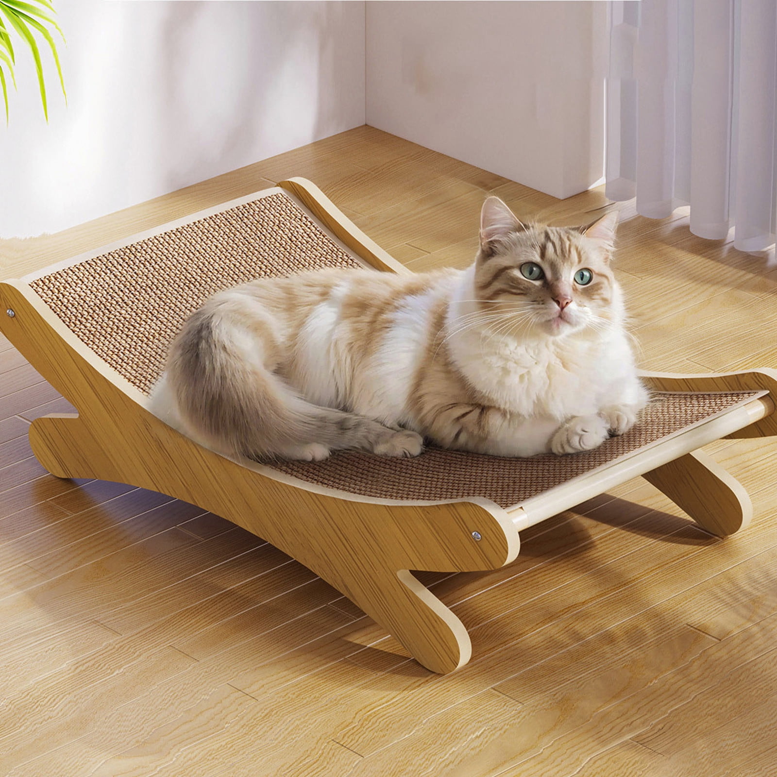 wowotier Cat Scratcher Bed, Sisal Cat Scratching Hammock for Indoor Cats Sisal Chair, Scratching Post Scratching Mat, Cat Scratch Pad, Cats Scratcher Lounge, Wooden Cat Furniture (18.9"Lx12.2"W)
